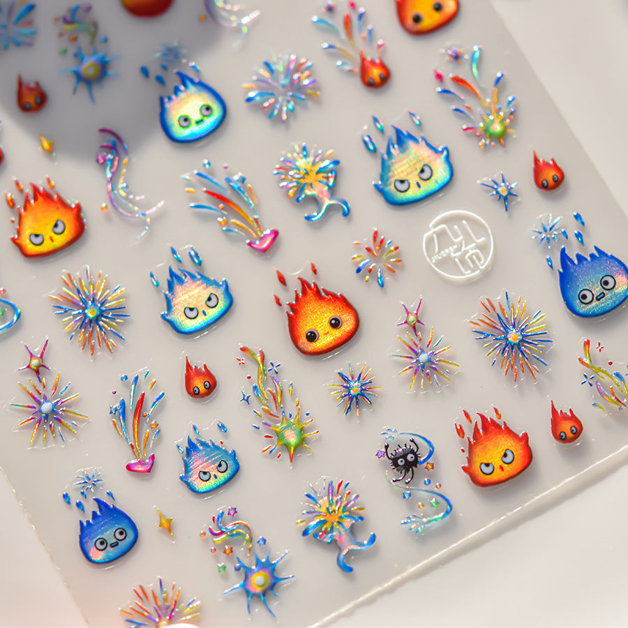 365nails : « Jelly Holographic Fire Sprite & Fireworks » – Autocollants pour ongles