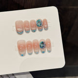 Blue Sea Pearl Soft Gradient Nails