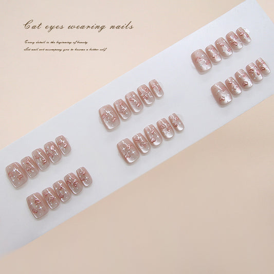 Nail Tips  prefabricated nail shining star three-dimensional love cat eye playful sweet versatile  nail art pieces 30 pieces｜365nails