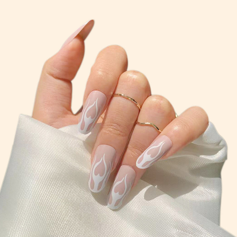 Suministro directo de uñas suaves con llama blanca, uñas postizas terminadas, parches para uñas, parches para uñas, uñas removibles | 365nails