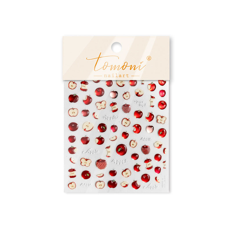 Red & Green Apple Nail Stickers – Fruit Embossed Collection