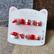365Nails: "Strawberry Kuromi Sweet Bite" – Handmade Cute Short Square Press On Nails