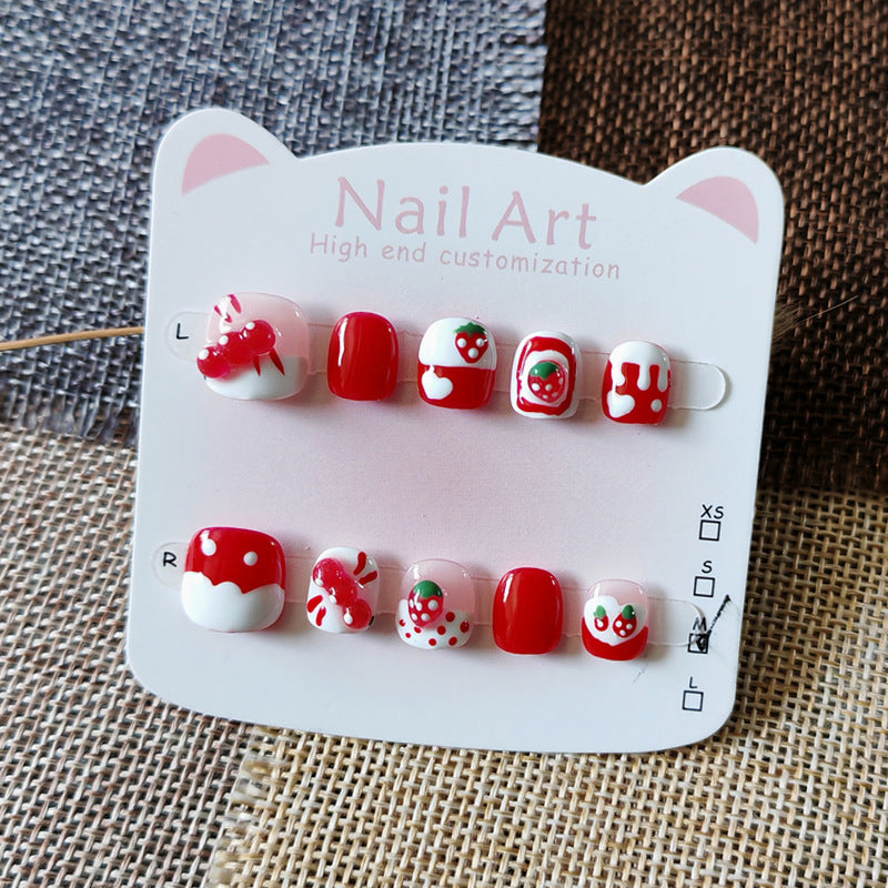 365Nails: "Strawberry Kuromi Sweet Bite" – Handmade Cute Short Square Press On Nails