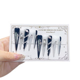 Black White Snake Graphic Crystal Statement Press On Nails