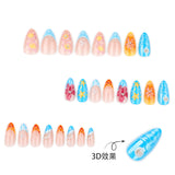 hot-selling tropical 3D tropical flower manicure wearing short almond nail piece  wearing fake nail｜365nails