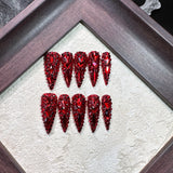 Red Crystal Stiletto Press On Nails