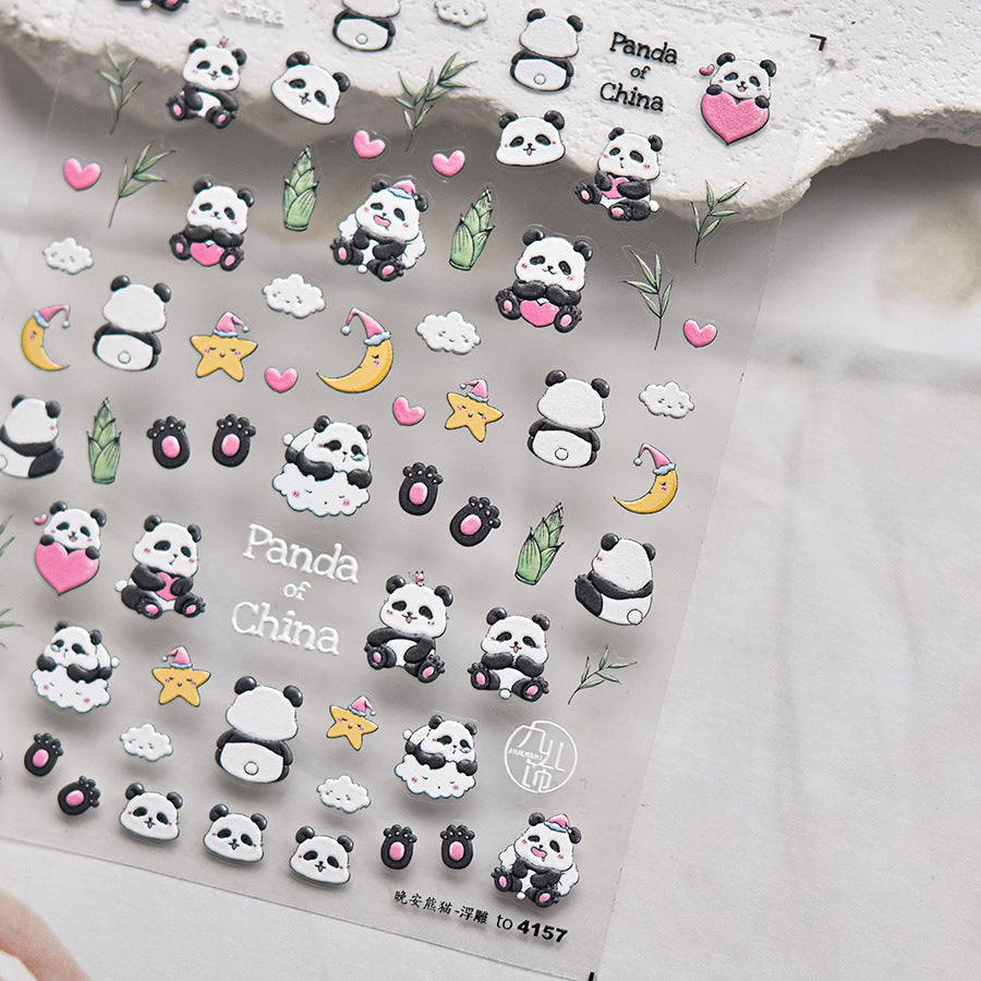 365nails: "Embossed Cute Panda" – Nail Art Stickers