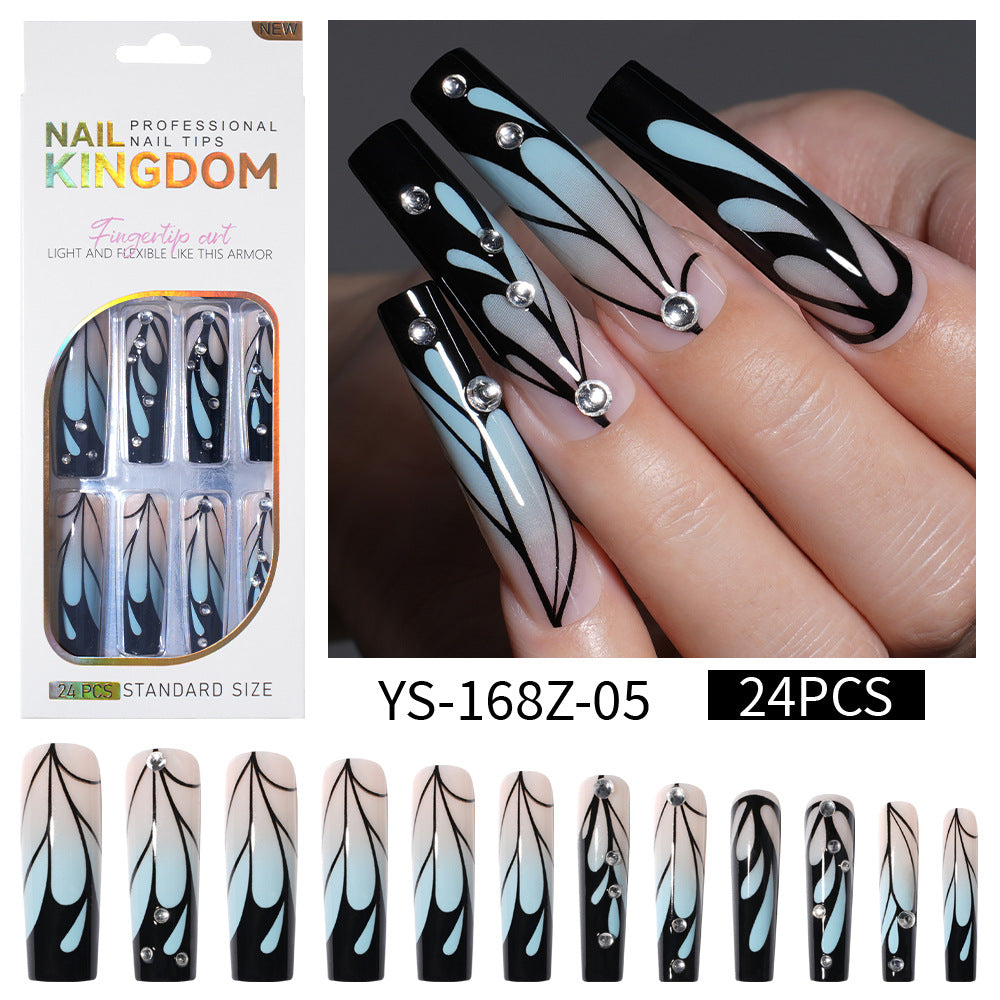 Long press on nails, French versatile patch nail art removable prefabricated fake nail press on nails piece
