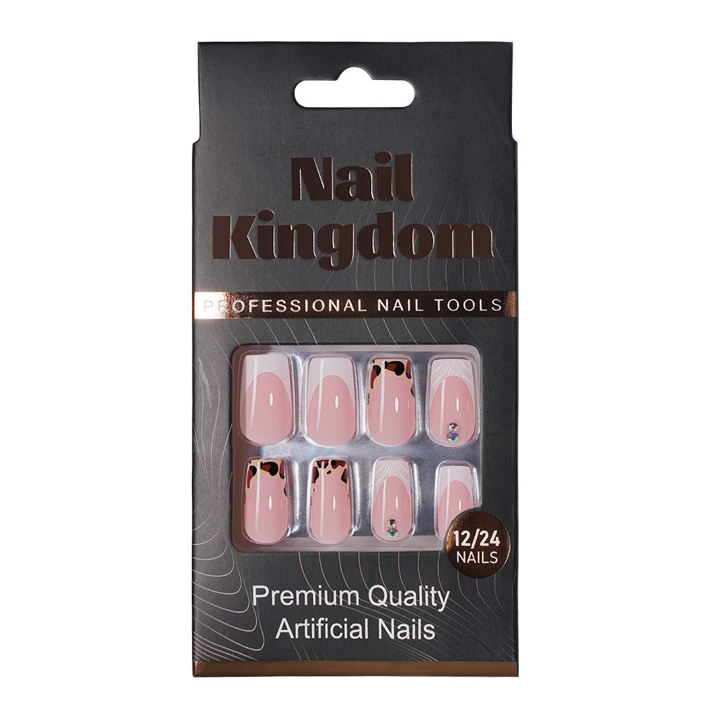 Orange French Floral Crystal Press On Nails (MOQ=3)