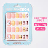 Children's Nail Art Nail Sticker Girl Cartoon 24 Nail Art Sticker Cute Removable press on nails With Drill
