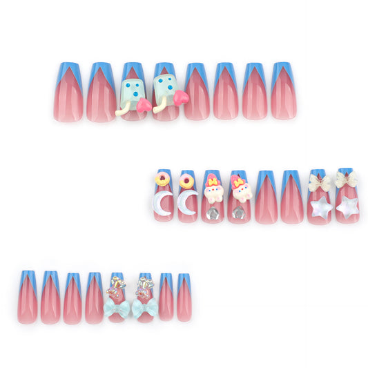 Sweet three-dimensional cartoon star moon manicure summer wind Press on nails piece cute cartoon rabbit Press on armor｜365nails