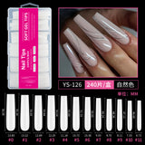 Nail Tips semi-full sticker, light sticker, extended water pipe nail 240 pieces XXXL thin dog transparent manicure patch fake nail