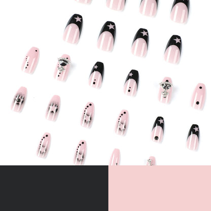 Wear fake nail piece cross Empress Dowager West hollowed out star nail piece finished nail piece press on nails｜365nails