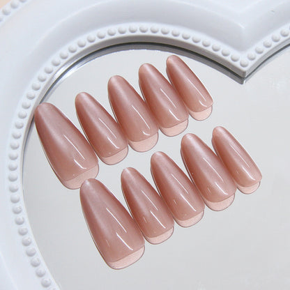 Nail Tips  prefabricated nail, simple red-brown cat eye, white atmosphere, , removable nail art pieces 30 pieces｜365nails