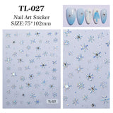 Crystal Diamond Hot Silver Snowflake Nail Art Sticker 5D Embossed Three-dimensional Hot Stamping Snowflake DIY Nail Sticker Jewelry TL