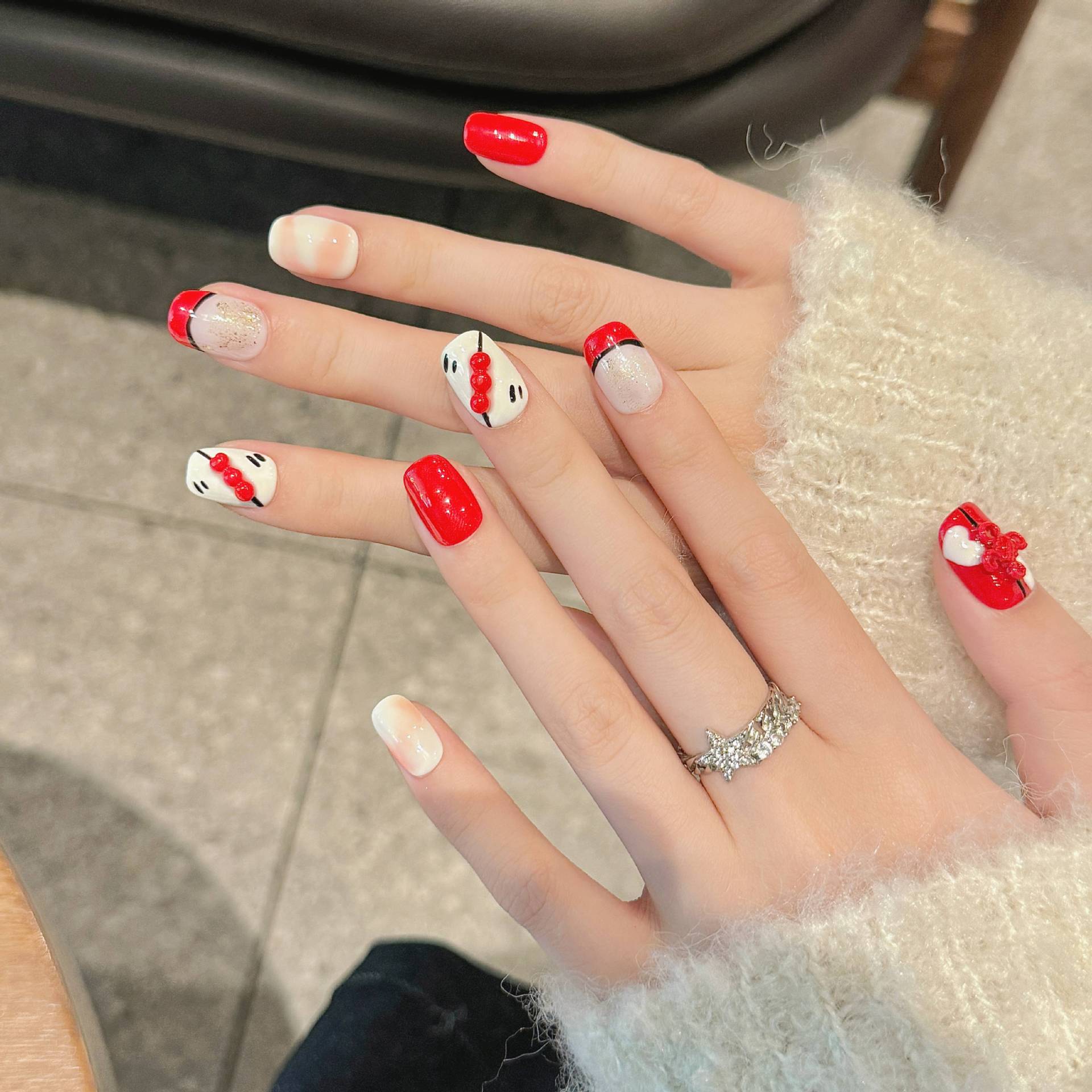 365nails: "Lunar Blossom" – 3D Floral Handmade Medium Almond Nails