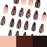 Warm Brown Gradient Nails with Deep Chocolate French Tips