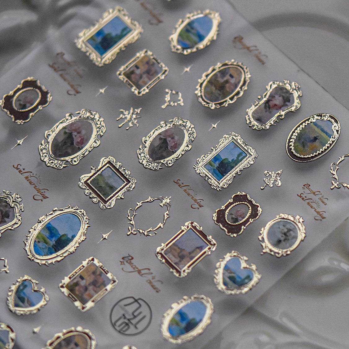 Vintage Frame Collection: "Antique Gallery" – 3D Metallic Nail Sticker