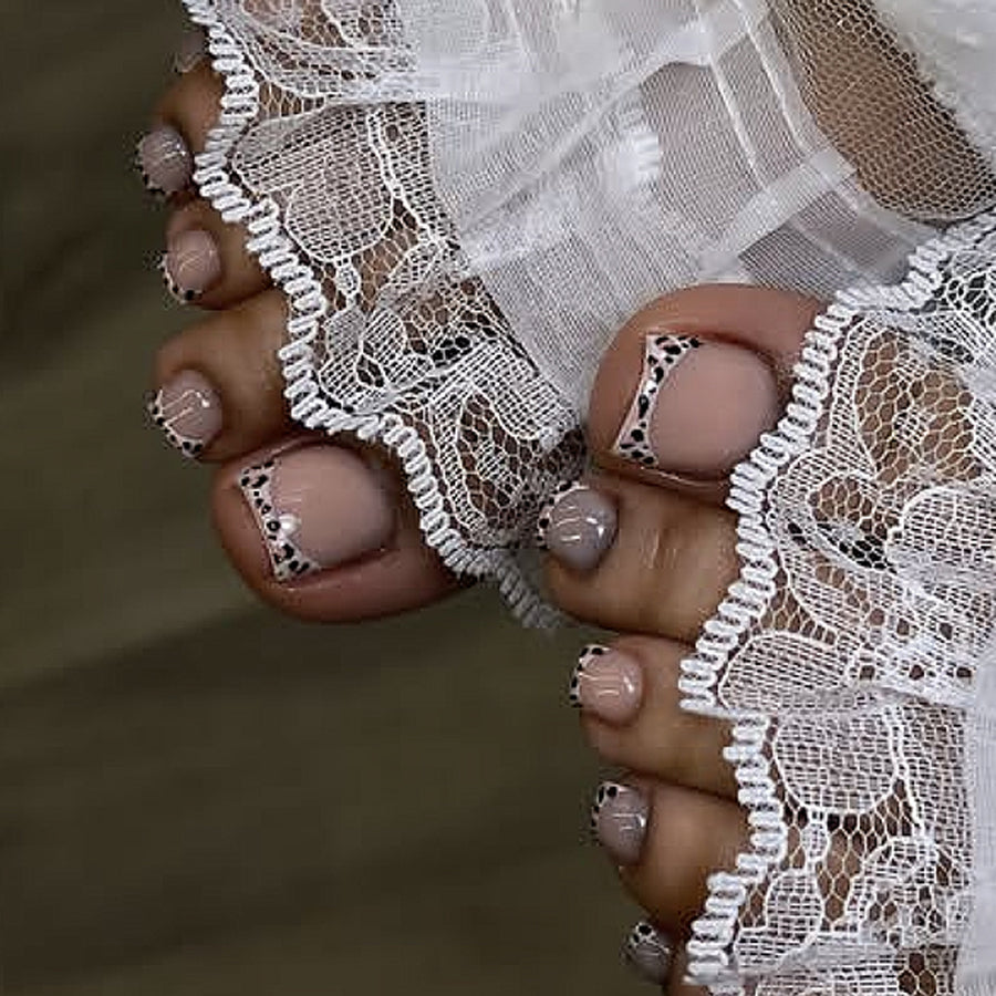 Pour ongles de pied réutilisables, et ongles d'orteil français à motif léopard, en gros｜365nails
