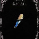 Title Midnight Deep-Sea | Black-Gold Blue Crystal Art Series Press-On Nails