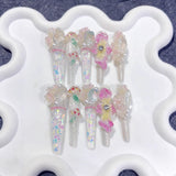 Iridescent Floral Extra Long Press On Nails