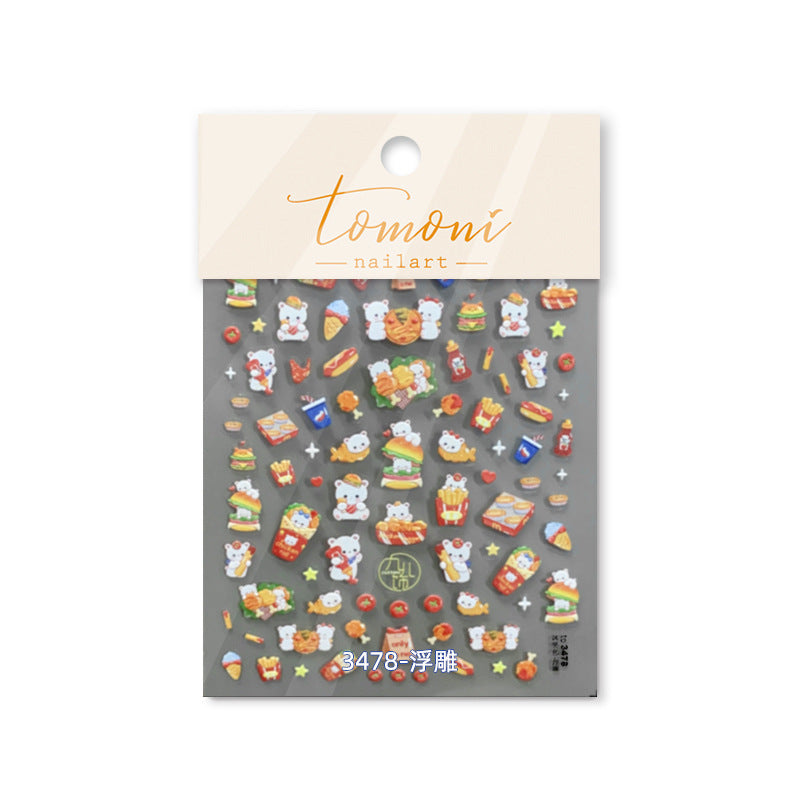 365nails: "Fast Food Bear Party" – nail art stickers