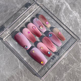 Uñas postizas hechas a mano con diseño de sirena, cuentas de burbujas, uñas medianas y largas, parche terminado, esquema de color macarrón, cambio gradual, uñas postizas | 365nails