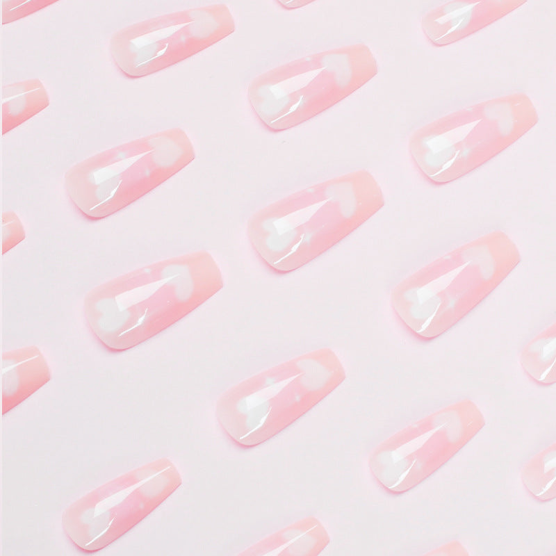 粉色愛心星光法式成品甲片（批發）｜365nails