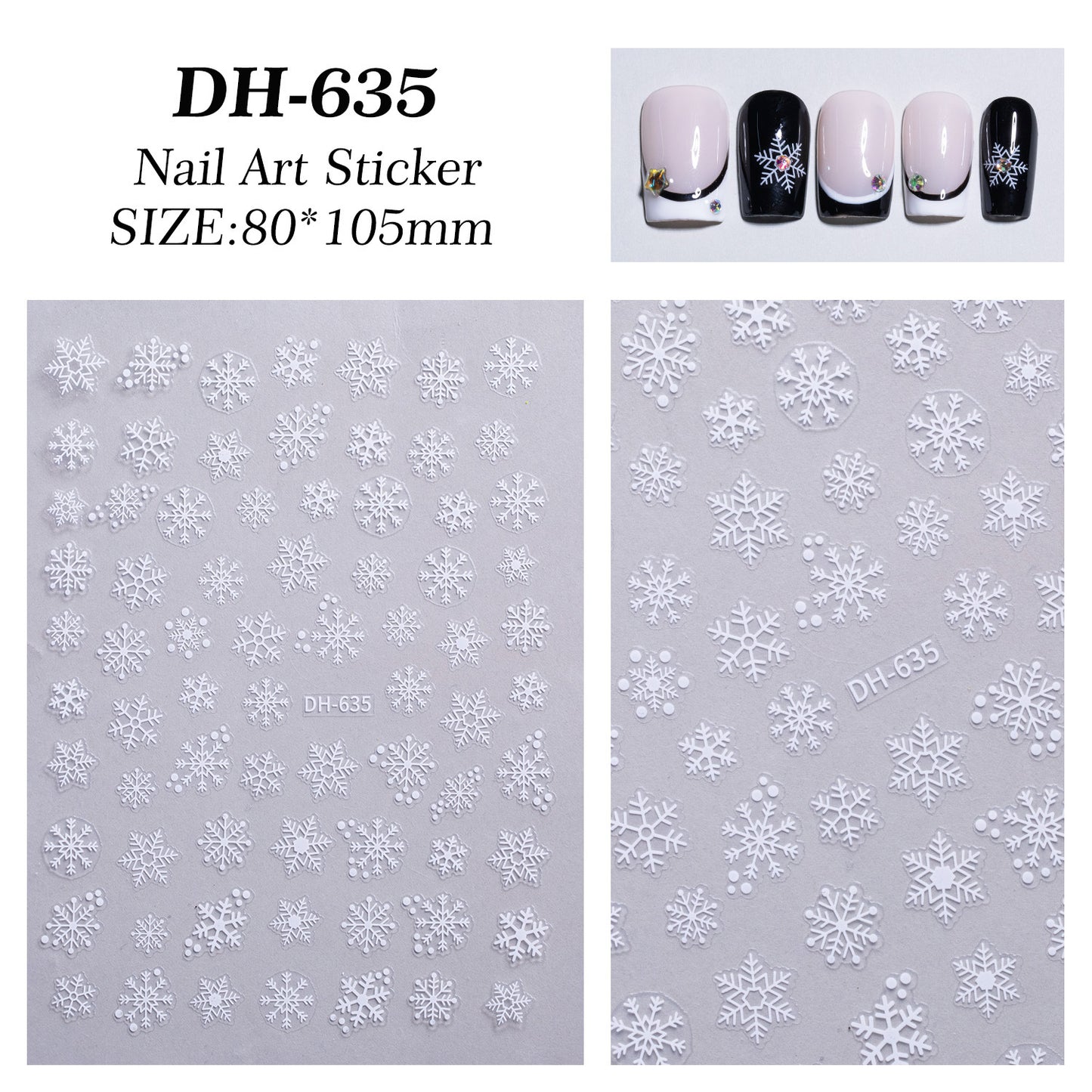 Cross-border Laser Snowflake Nail Art Sticker Flat Hot Silver Christmas Hollow Snowflake Nail Sticker Ornament DH635