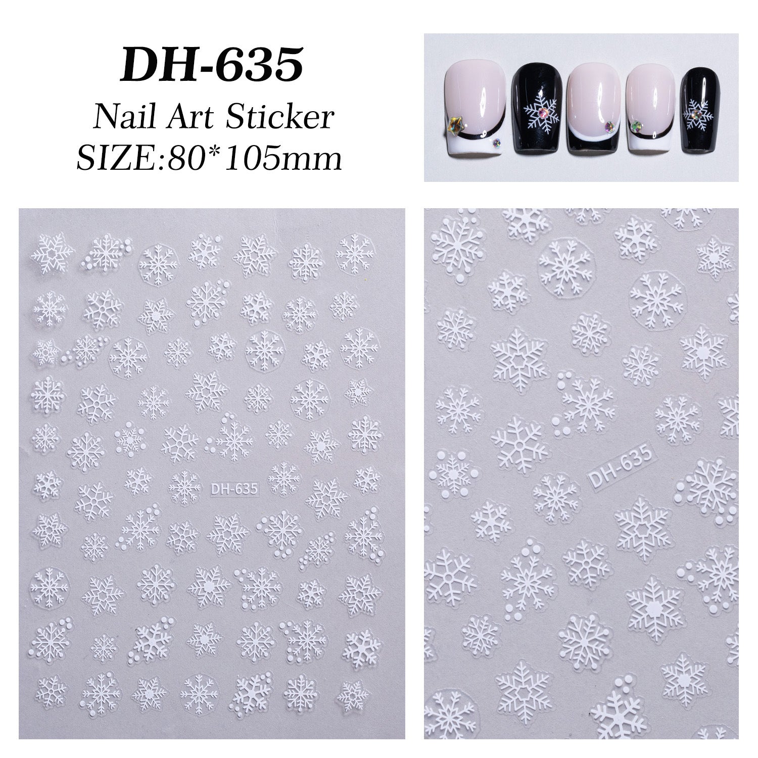 Cross-border Laser Snowflake Nail Art Sticker Flat Hot Silver Christmas Hollow Snowflake Nail Sticker Ornament DH635