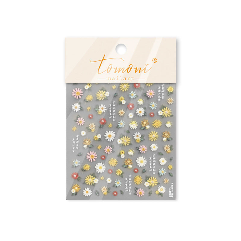 Daisy Collection: "Pastel Daisy" – 3D Embossed Nail Sticker
