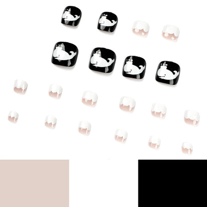 Foot nails black and white whale press on nails nails nails piece wholesale nails piece nails piece nails piece removable｜365nails