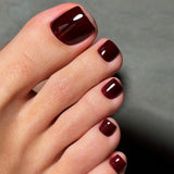 Burgundy press-on toenails - premium quality foot nail art