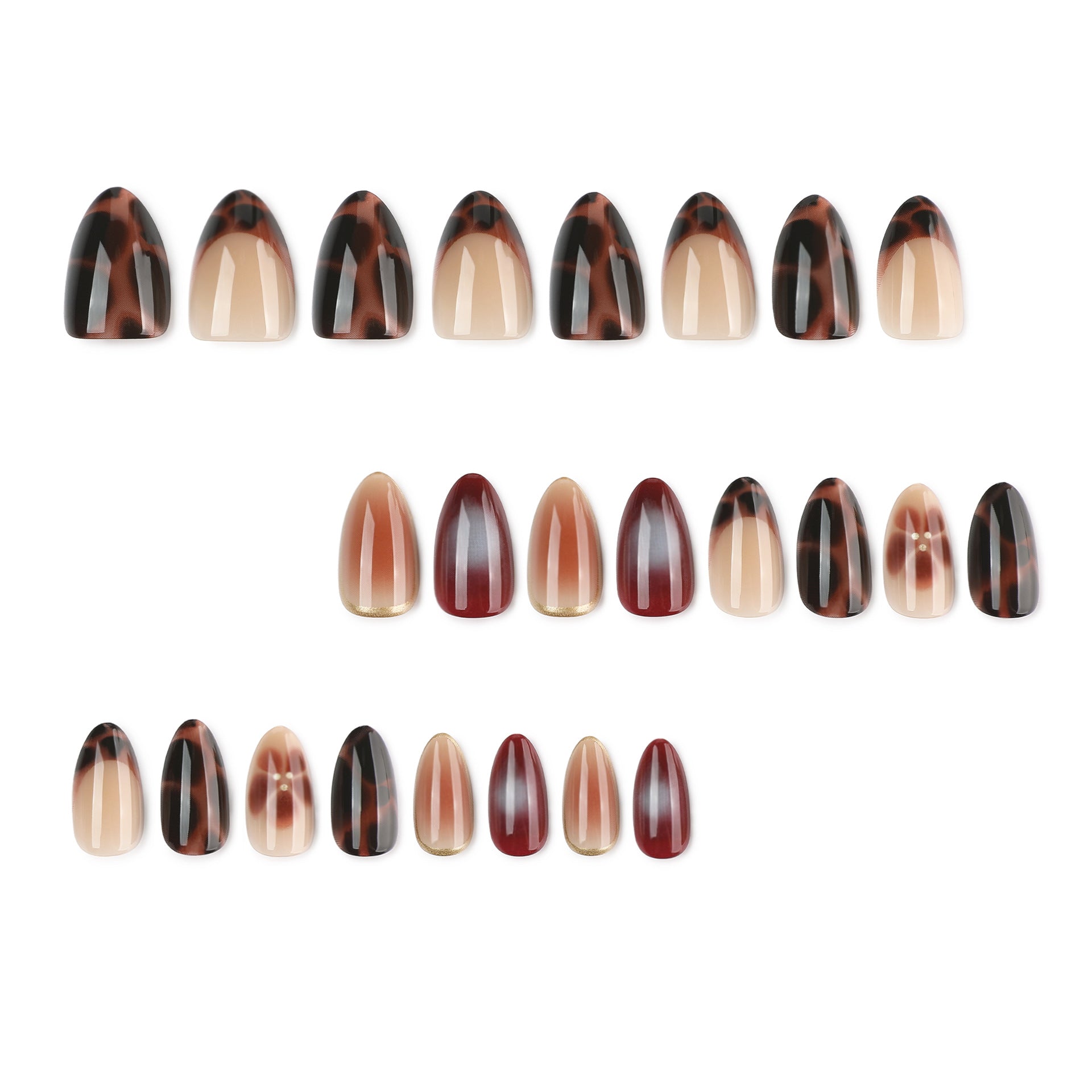 Lefan cross-border hot-selling tortoiseshell autumn and winter wearing nail almond nail art flower wearing nail piece fake nail wholesale