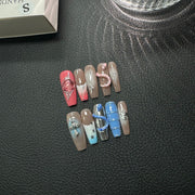 365nails: "Reptile Fantasy" – 3D Snake & Geometric Handmade Square Nails