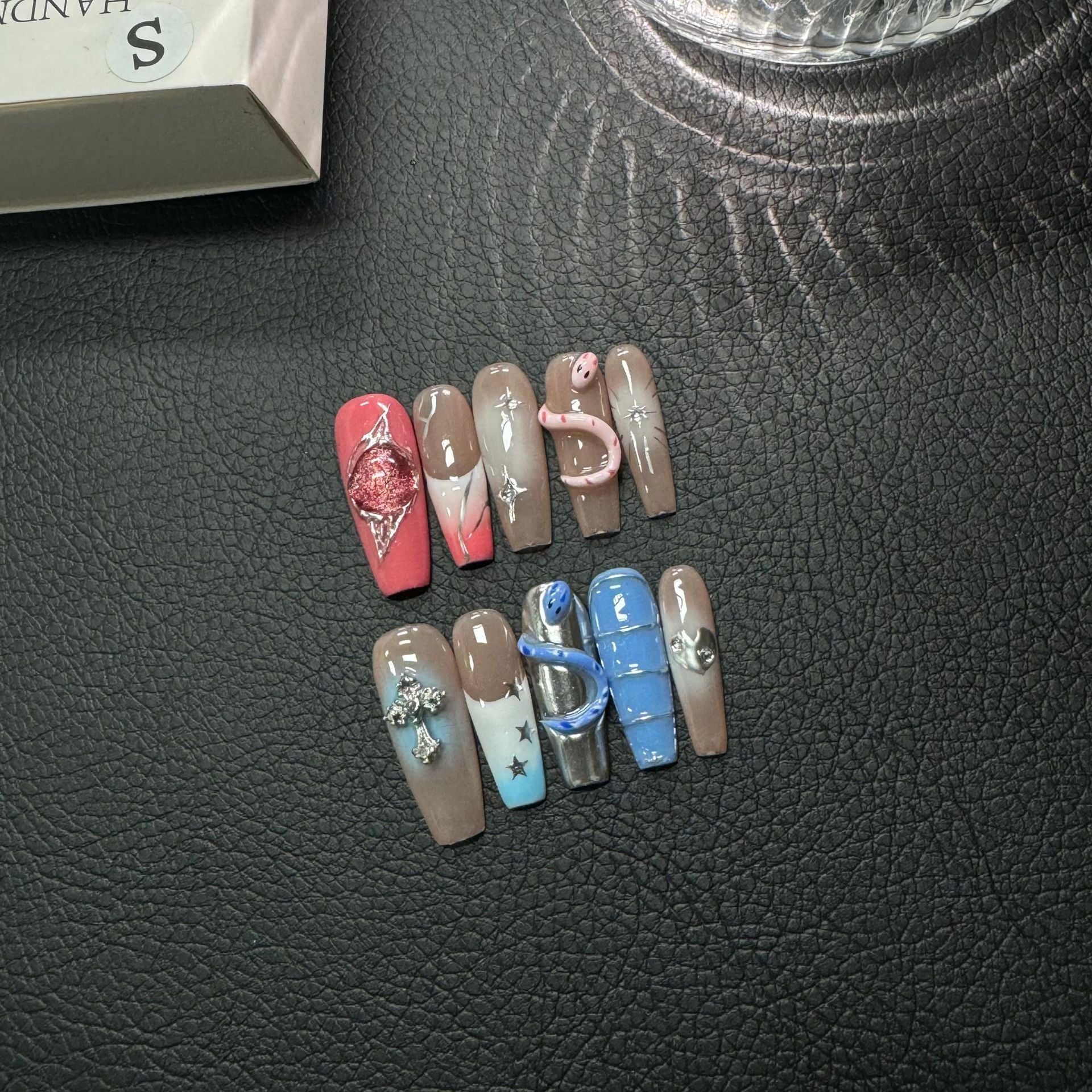 365nails: "Reptile Fantasy" – 3D Snake & Geometric Handmade Square Nails