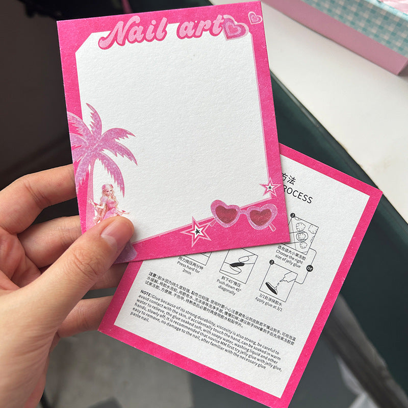 Pink Gradient Cotton Texture Nail Display Card – Elegant Press‑On Nail Packaging Background Card
