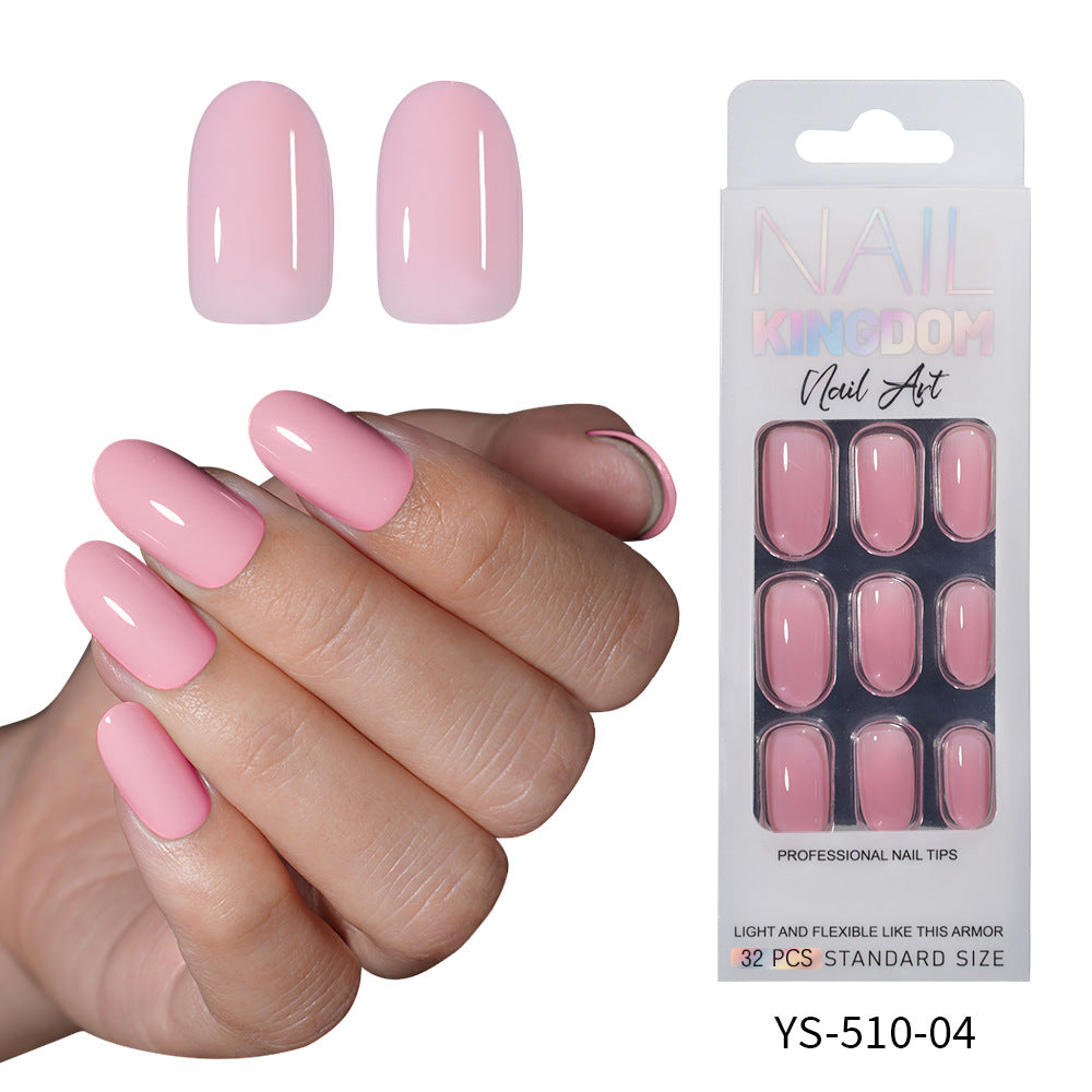 Popular solid color press on nails advanced sense versatile patch nail art short oval removable fake nail piece wholesale