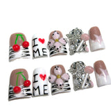Cute Cherry Letter Star Embellished Press On Nails