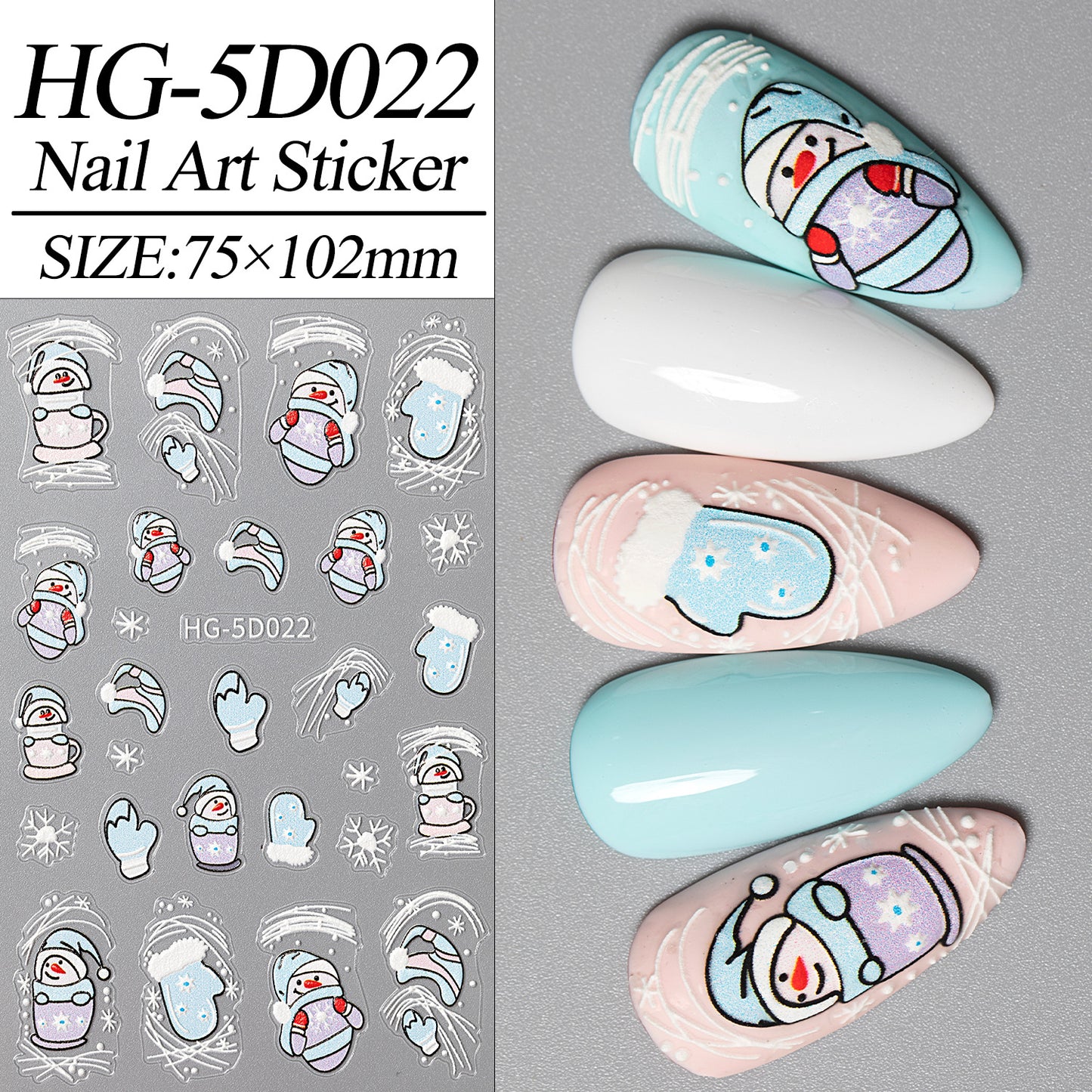 Christmas atmosphere nail art sticker 5D relief three-dimensional Santa Claus Elk nail sticker jewelry HG model
