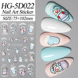 Christmas atmosphere nail art sticker 5D relief three-dimensional Santa Claus Elk nail sticker jewelry HG model