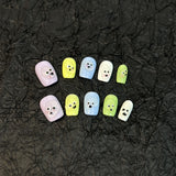 Uñas postizas cortas hechas a mano con dibujos animados, pintadas a mano, con diseño de viento, terminadas, parches para uñas a presión, venta al por mayor | 365nails