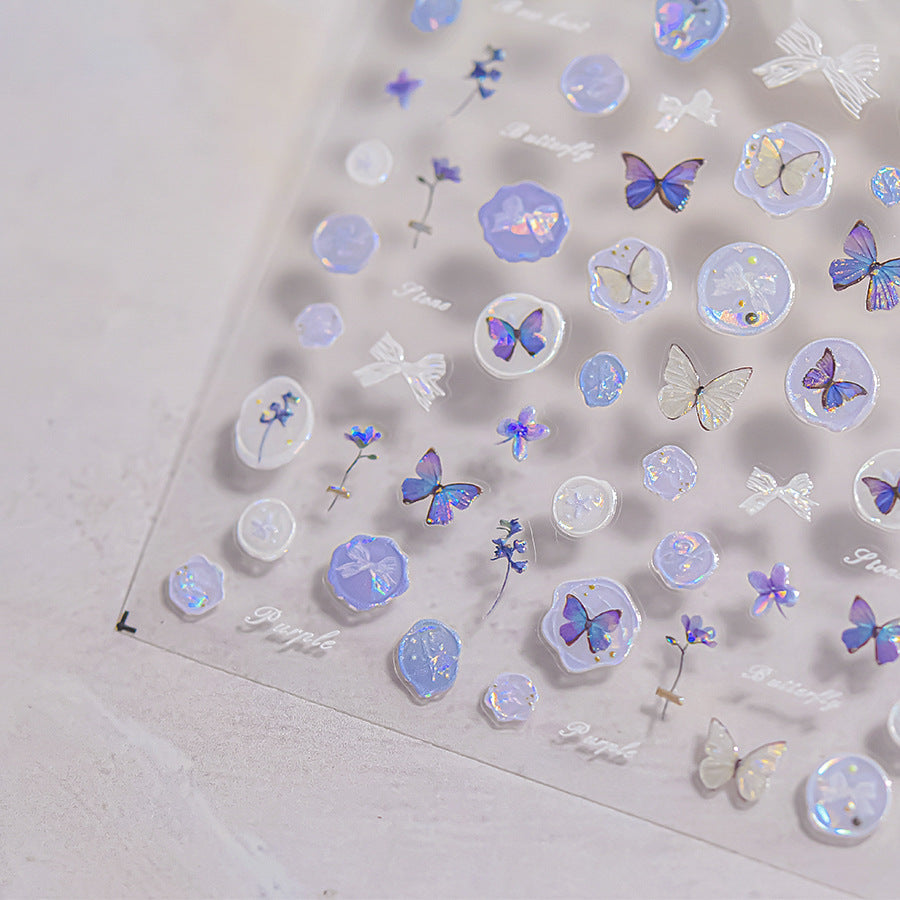 365nails: "purple iridescent butterfly & wax seal" – Nail Art Stickers