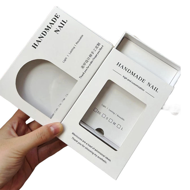 Press‑On Nail Drawer Box with Clear Window – Thick Paper Gift Packaging Box