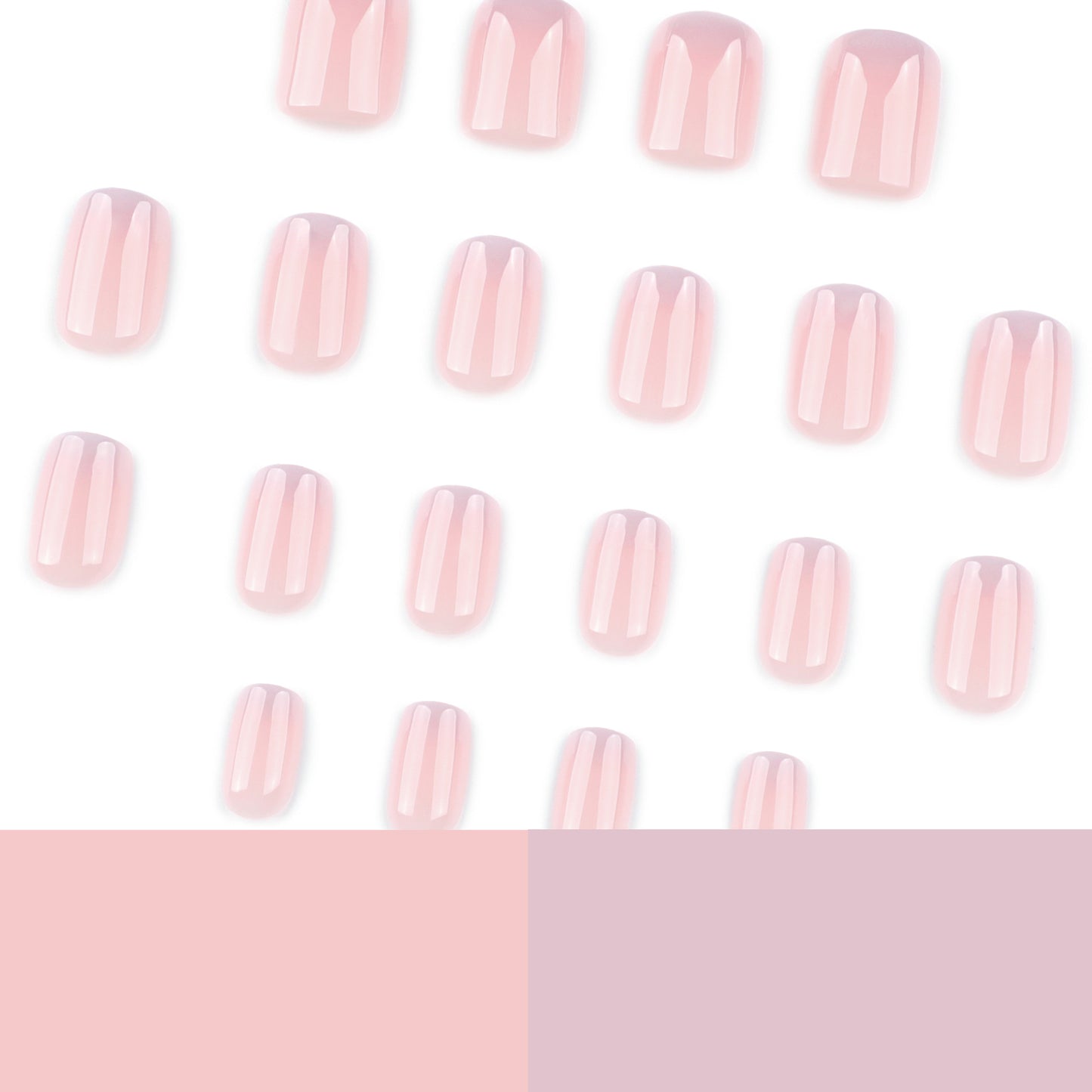Simple French gradual change light gray purple manicure nail piece short square short fake nail removable wearable nail wholesale｜365nails