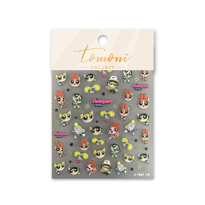 Powerpuff Girls Collection: "Retro Heroine" – 3D Embossed Nail Sticker