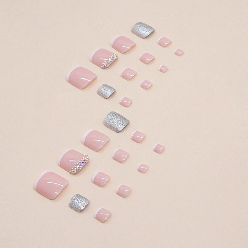Sencillos destellos franceses llenos de montones de uñas, taladro, almohadillas para uñas de los pies a presión, nuevos productos de verano, almohadillas brillantes para uñas a presión al por mayor | 365nails
