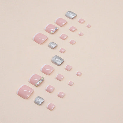 Sencillos destellos franceses llenos de montones de uñas, taladro, almohadillas para uñas de los pies a presión, nuevos productos de verano, almohadillas brillantes para uñas a presión al por mayor | 365nails