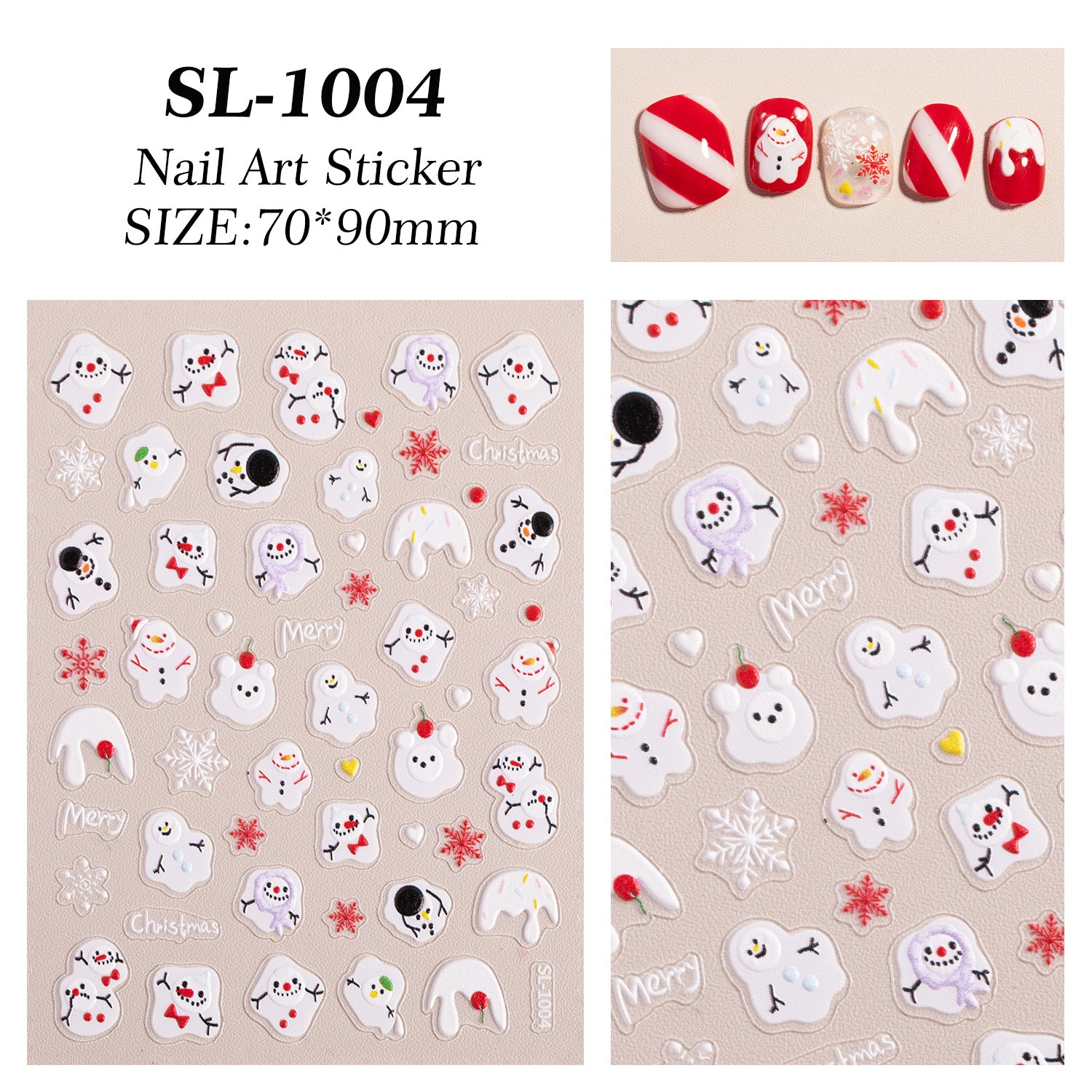 Winter Christmas Tree Nail Art Sticker 5D Embossed Three-dimensional Adhesive Christmas Ornament Nail Sticker SL