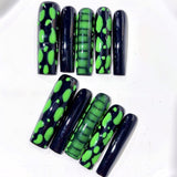 Neon Green Splatter Glossy Press On Nail Set